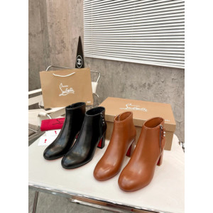 Christian Louboutin Black Leather 85mm Heel Side‑Zip Ankle Boots