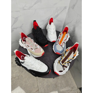 Christian Louboutin Black Spiked‑Sole Chunky Lace‑Up Sneakers With Red Lining