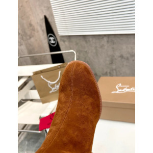 Christian Louboutin Cognac Suede 85mm heel Block‑Heel Over‑The‑Knee Boots