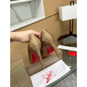 Christian Louboutin Gold Crystal‑Encrusted Scalloped 100mm heel Pump
