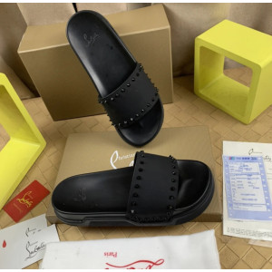 Christian Louboutin Black Stud‑Trim Platform Slide Sandals