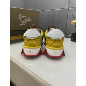 Christian Louboutin Two‑Tone Suede Shark Tooth Sole Low‑Top Sneakers