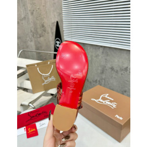 Christian Louboutin Terracotta Croc‑effect Leather Block Heel Thong Sandal