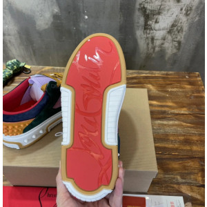 Christian Louboutin Retro Multi‑Tone Suede Mesh Spiked Chunky Low‑Top Sneakers