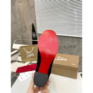 Christian Louboutin Black Stretch‑Leather Side‑Zip Block‑Heel Ankle Boots 85mm heel