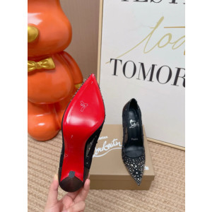 Christian Louboutin Black Mesh 100mm Mixed‑Crystal‑Embellished Pointed Toe Stiletto Heel Pumps