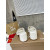 Christian Louboutin White Leather Studded 55mm heel Slide Sandals