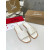 Christian Louboutin Stitched Logo White Leather Flat Slip‑on Slide
