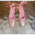 Christian Louboutin Pink Satin Crystal‑Embellished Ankle‑Tie Ballet Flats