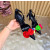 Christian Louboutin Black Satin Multicolor Fabric Flower 100mm Stiletto Heel Slingback Pumps