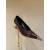 Christian Louboutin Brown Patent Metal‑Tip Pointed Toe Kitten Heel Pumps