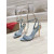 Christian Louboutin Light Blue Leather 100mm Gold‑Sculpted Heel Ankle‑Strap Sandals