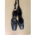 Christian Louboutin Black Satin Tie‑Ankle Ballet Flat Sandals