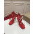 Christian Louboutin Red Satin Ankle‑Tie Bow Kitten Heel Pumps