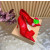 Christian Louboutin Red Satin Multicolor Fabric Flower 100mm Stiletto Heel Pumps