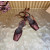 Christian Louboutin Brown Satin Bow Ankle‑Tie Slingback Ballet Flats