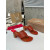 Christian Louboutin Cognac Croc‑Embossed 70mm Block Heel Thong Mule Sandals