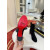 Christian Louboutin Black Suede Metal‑Buckle Block Heel Ankle Boots