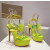 Christian Louboutin Neon Yellow Patent Iridescent Crystal‑Flower 150mm Platform Ankle‑Tie Sandals