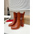 Christian Louboutin Cognac Leather 85mm Block‑Heel Chelsea Ankle Boots with CL Buckle
