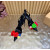 Christian Louboutin Black Satin Multicolor Fabric Flower 100mm Stiletto Heel Slingback Pumps