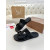 Christian Louboutin Black Rubber Double‑Buckle Slide Sandals