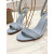 Christian Louboutin Light Blue Leather 100mm Gold‑Sculpted Heel Ankle‑Strap Sandals
