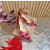 Christian Louboutin Red Satin Checkered Crystal‑Embellished 100mm Stiletto Heel Ankle‑Strap Pumps