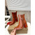 Christian Louboutin Cognac Leather 85mm Block‑Heel Chelsea Ankle Boots with CL Buckle