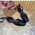 Christian Louboutin Black Satin Bow Ankle‑Tie Slingback Ballet Flats