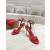 Christian Louboutin Red Patent 100mm Gold‑Sculpted Heel Ankle‑Strap Sandals