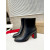 Christian Louboutin Black Smooth Leather Side‑Zip Block Heel Ankle Boots 70mm heel