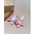 Christian Louboutin Pink Watercolor‑Print Satin Bow Mule Kitten Heel Sandals 55mm heel