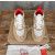 Christian Louboutin Beige White Mixed‑Media Spiked Low‑Top Sneakers
