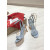Christian Louboutin Light Blue Leather 100mm Gold‑Sculpted Heel Ankle‑Strap Sandals