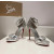 Christian Louboutin Silver Crackled Leather Crystal 120mm Platform Heel Sandals