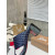 Christian Louboutin Navy Croc‑Embossed 70mm Block Heel Thong Mule Sandals
