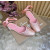 Christian Louboutin Pink Satin Crystal‑Embellished Ankle‑Tie Ballet Flats