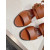 Christian Louboutin Brown Calfskin 85mm Block‑Heel Ankle‑Strap Sandals