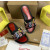 Christian Louboutin Black Cartoon‑Graffiti Spiked Slide Sandals Red Footbed