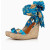 Christian Louboutin Blue Cartoon Print Fabric 120mm heel Wedge Ankle‑Wrap Espadrille Sandal