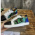 Christian Louboutin Green Graffiti‑Print Spiked‑Toe Low‑Top Lace‑Up Sneakers