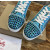 Christian Louboutin Holographic Blue Black‑Spiked Low‑Top Sneakers