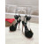 Christian Louboutin Black Satin Crystal Flower 150mm Platform Stiletto Heel Sandals