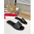 Christian Louboutin Signature Stitched Logo Black Leather Flat Slip‑on Sandal