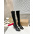 Christian Louboutin Black Smooth Leather 85mm heel Block‑Heel Knee‑High Boots