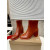 Christian Louboutin Cognac Brown Smooth Leather Side‑Zip Block Heel Ankle Boots 70mm heel