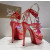 Christian Louboutin Red Patent Iridescent Crystal‑Flower 150mm Platform Ankle‑Tie Sandals