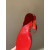 Christian Louboutin Red Satin Crystal Tie‑Ankle Ballet Flats