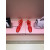 Christian Louboutin Red Satin Bow Tie‑Ankle Flat Ballet Sandals